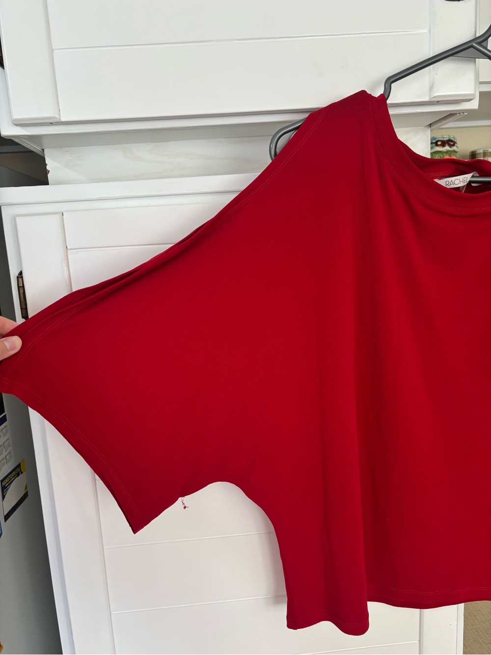 Red Draped Cold-Shoulder Top - Picture 3 of 7